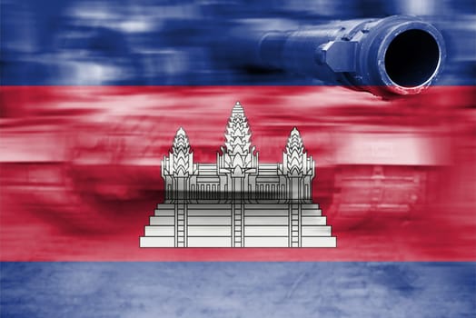 military strength theme,motion blur tank with cambodia flag