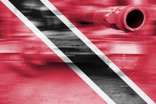 military strength theme,motion blur tank with trinidad and tobago flag