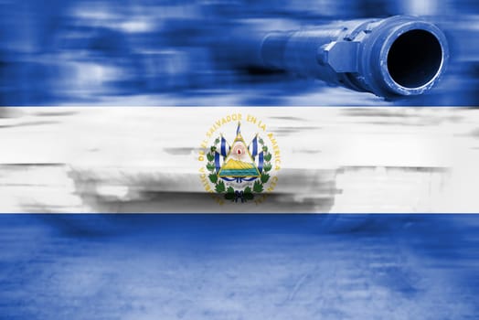 military strength theme,motion blur tank with el salvador flag