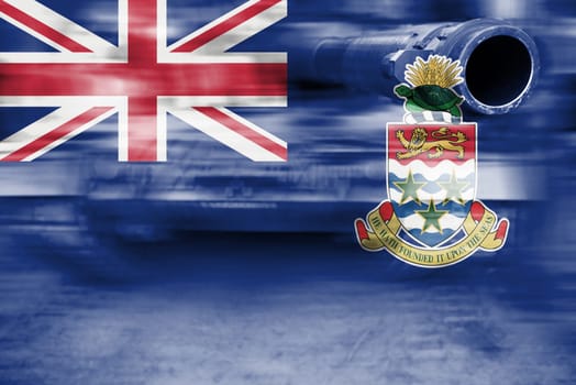 military strength theme,motion blur tank with cayman islands flag