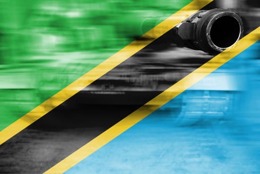 military strength theme,motion blur tank with tanzania flag