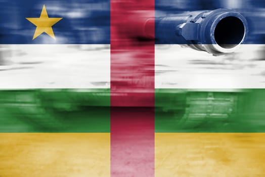 military strength theme,motion blur tank with central african rep flag
