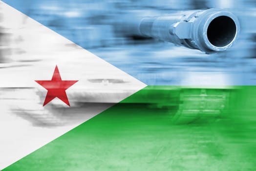 military strength theme,motion blur tank with djibouti flag