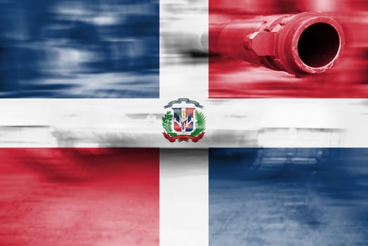 military strength theme,motion blur tank with dominican republic flag