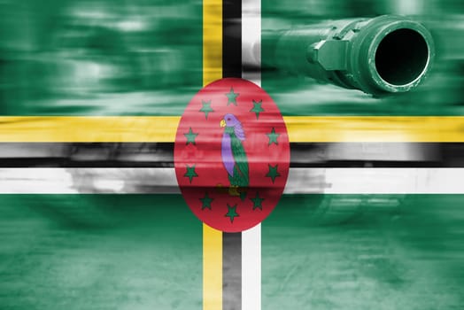 military strength theme,motion blur tank with dominica flag