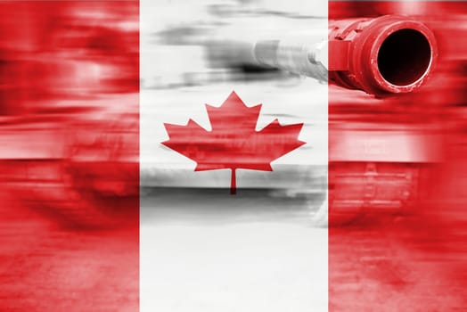 military strength theme,motion blur tank with canada flag