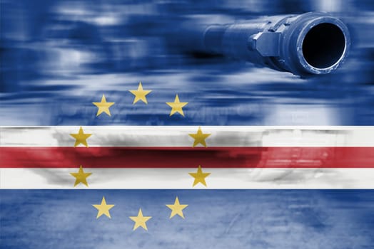 military strength theme,motion blur tank with cape verde flag