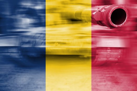 military strength theme,motion blur tank with chad flag
