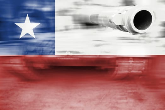 military strength theme,motion blur tank with chile flag