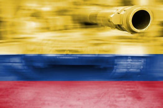 military strength theme,motion blur tank with colombia flag