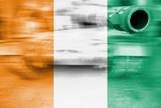 military strength theme,motion blur tank with cote d'ivoire flag