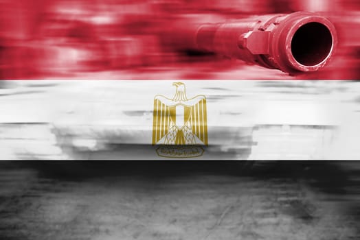 military strength theme,motion blur tank with egypt flag
