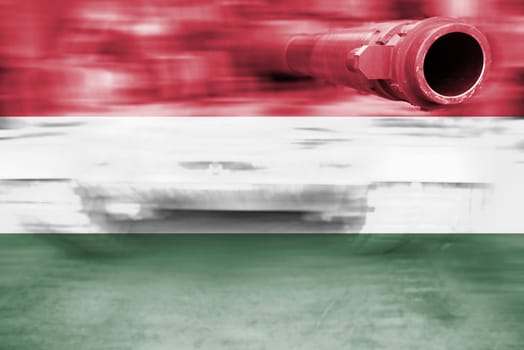 military strength theme,motion blur tank with hungary flag