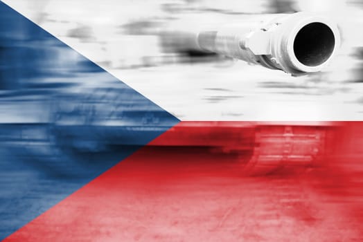 military strength theme,motion blur tank with czech republic flag