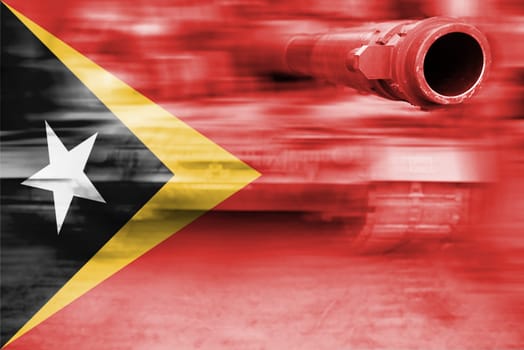 military strength theme,motion blur tank with timor-leste flag
