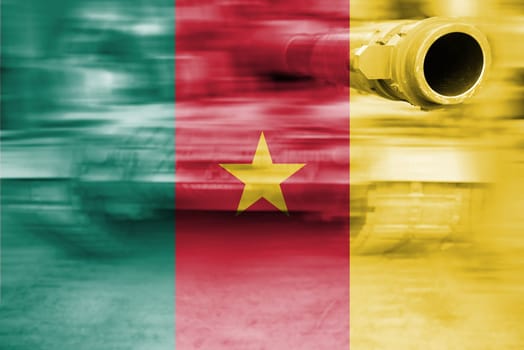 military strength theme,motion blur tank with cameroon flag