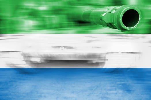 military strength theme,motion blur tank with sierra leone flag