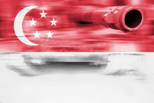 military strength theme,motion blur tank with singapore flag