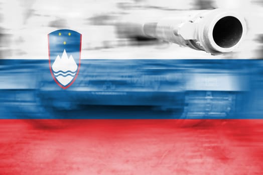 military strength theme,motion blur tank with slovenia flag