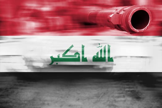 military strength theme,motion blur tank with iraq flag
