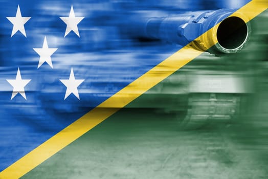 military strength theme,motion blur tank with solomon islands flag