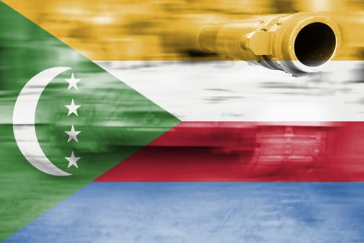 military strength theme,motion blur tank with comoros flag