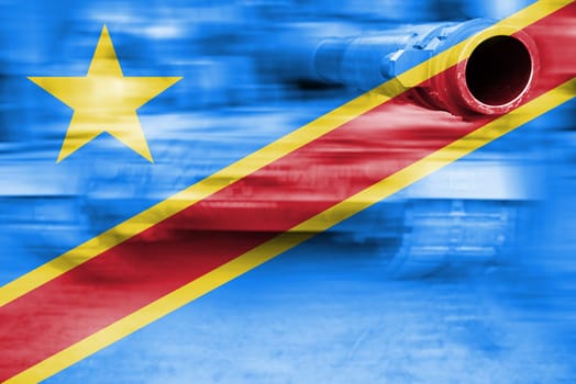 military strength theme,motion blur tank with dr congo flag