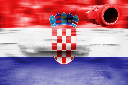 military strength theme,motion blur tank with croatia flag