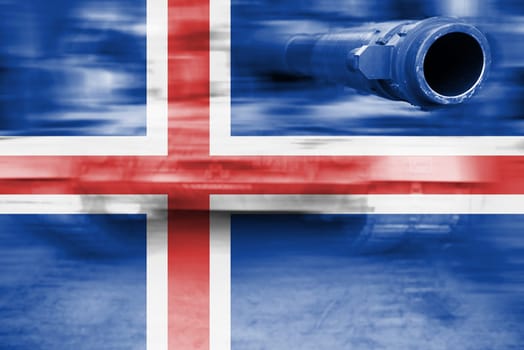 military strength theme,motion blur tank with iceland flag