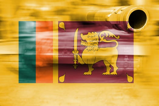 military strength theme,motion blur tank with sri lanka flag