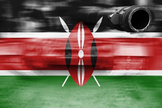 military strength theme,motion blur tank with kenya flag