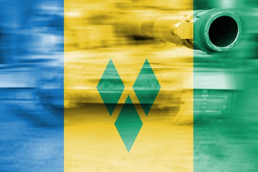 military strength theme,motion blur tank with st vinc & grenadines flag