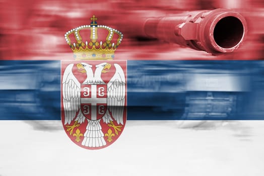 military strength theme,motion blur tank with serbia flag
