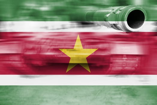 military strength theme,motion blur tank with suriname flag