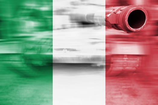 military strength theme,motion blur tank with italy flag