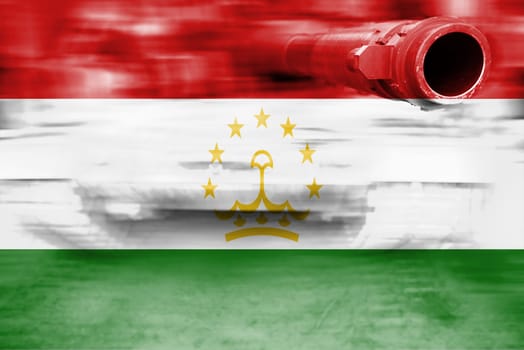 military strength theme,motion blur tank with tajikistan flag