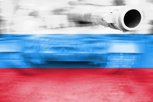 military strength theme,motion blur tank with russian flag
