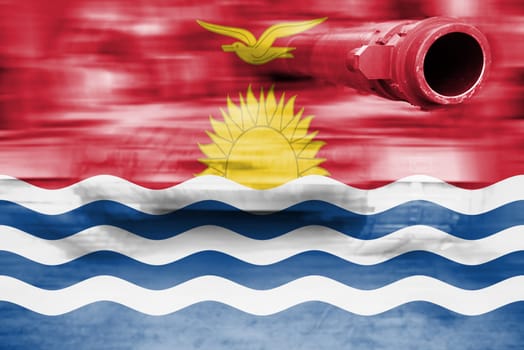 military strength theme,motion blur tank with kiribati flag