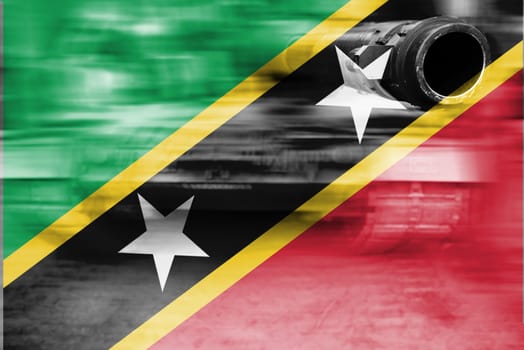 military strength theme,motion blur tank with saint kitts & nevis flag