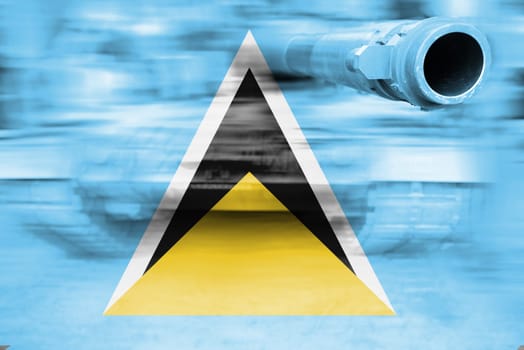 military strength theme,motion blur tank with saint lucia flag