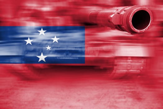 military strength theme,motion blur tank with samoa flag