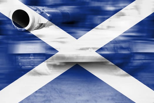 military strength theme,motion blur tank with scotland flag