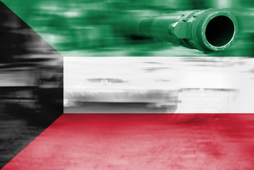 military strength theme,motion blur tank with kuwait flag