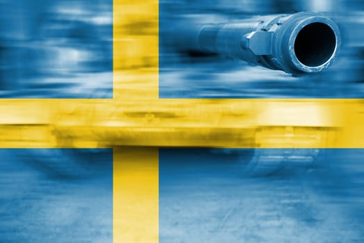 military strength theme,motion blur tank with sweden flag