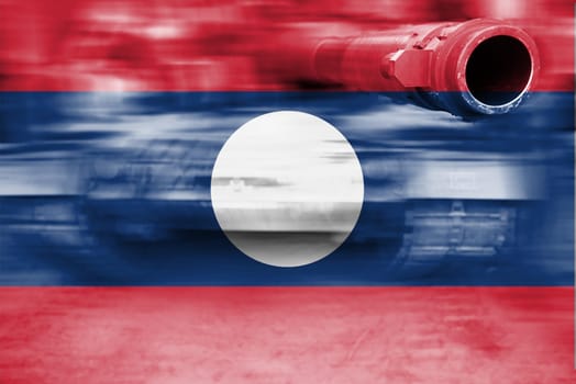 military strength theme,motion blur tank with lao pdr flag