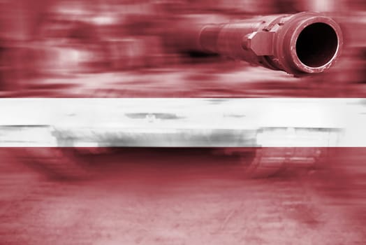 military strength theme,motion blur tank with latvia flag