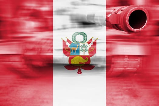 military strength theme,motion blur tank with peru flag