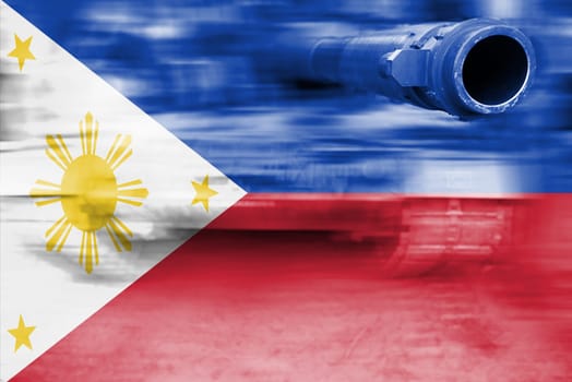 military strength theme,motion blur tank with philippines flag