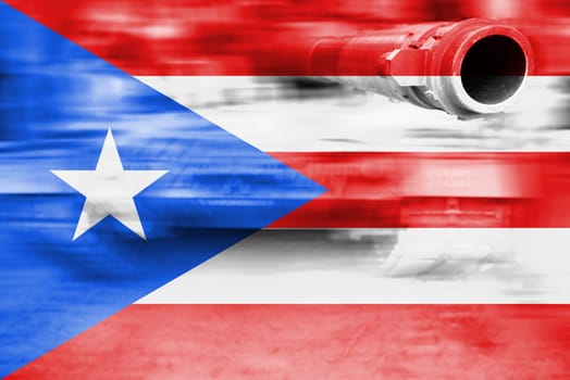 military strength theme,motion blur tank with puerto rico flag