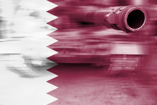 military strength theme,motion blur tank with qatar flag